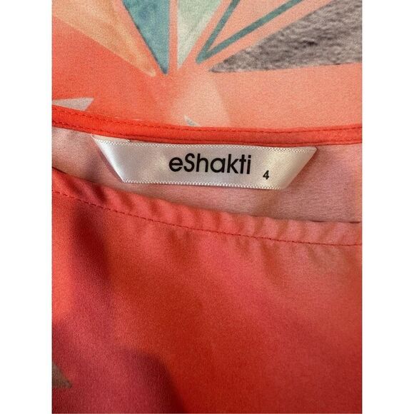 Eshakti Orange Belted Geometric Print Dress Size 4 - Picture 6 of 7